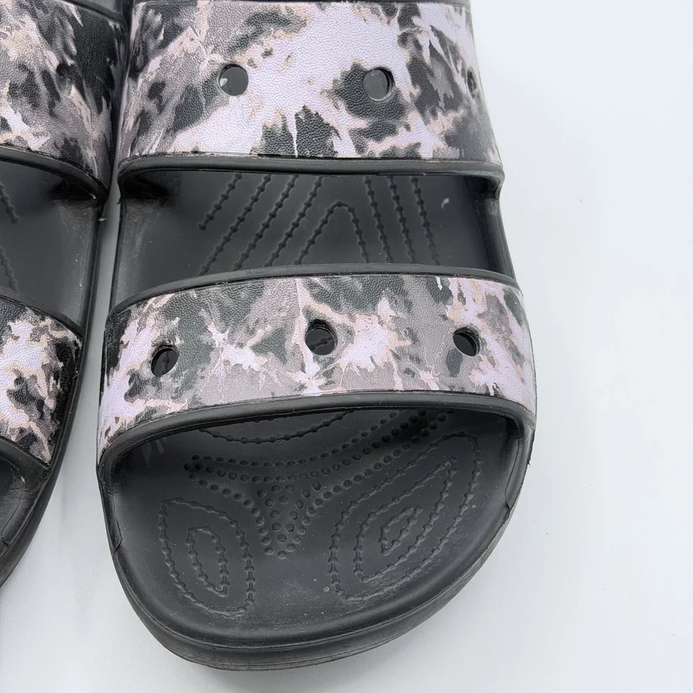 Crocs Classic Sandal Bleach Tie Dye Black Pink Men Size 11 Slides Shoes 207310